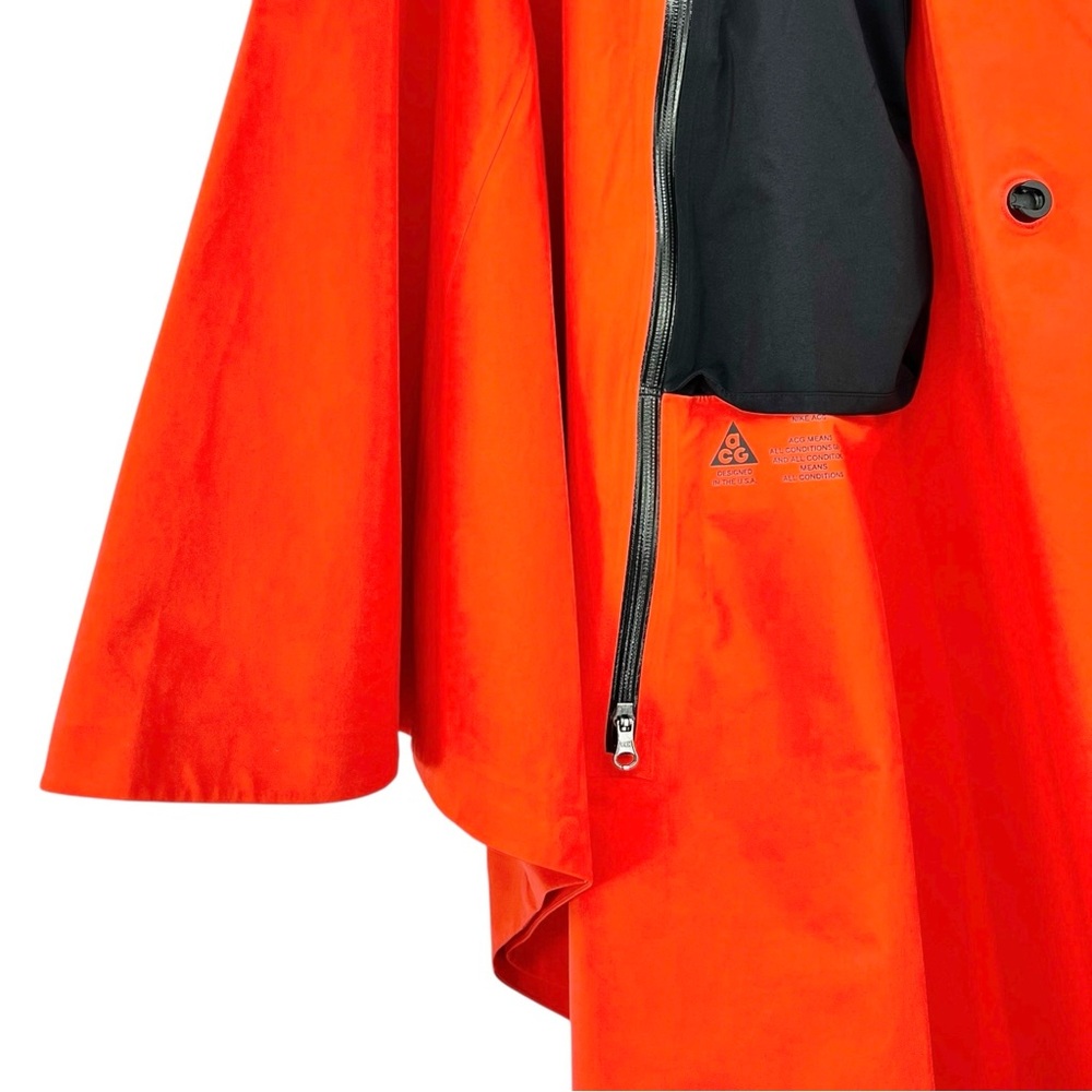 Nike ACG Gore-Tex Poncho - Red Zip Up Lightweight Nylon Hooded Rain Jacket Cape - Picture 5 of 16